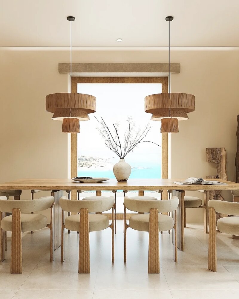 Villa interior with panoramic sea views